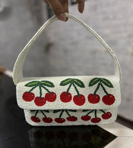 Elegante Bolso de Hombro de Cuero Genuino con Cuentas Multicolores Vintage, Bolso de Mano de Lujo Hecho a Mano en Estilo Bohemio - Product Image 2