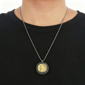 yunnique Guanyin Bodhisattva Round Pendant <b>Necklace</b> Stainless Steel With <b>Ruby</b> Inlay Religious Amulet Unisex Jewelry - Product Image 2