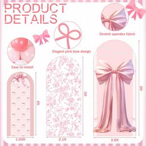 Décor mural en tissu rose avec nœud en forme d'arche, en spandex élastique, pour mariage, fête prénuptiale, anniversaire, fournitures de fête, Chine - Product Image 4