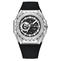 Montre Pagani Design YS007 pour homme, bracelet cuir et silicone, étanche, affichage de la date, mouvement automatique, montre-bracelet de marque haut de gamme, en promotion.