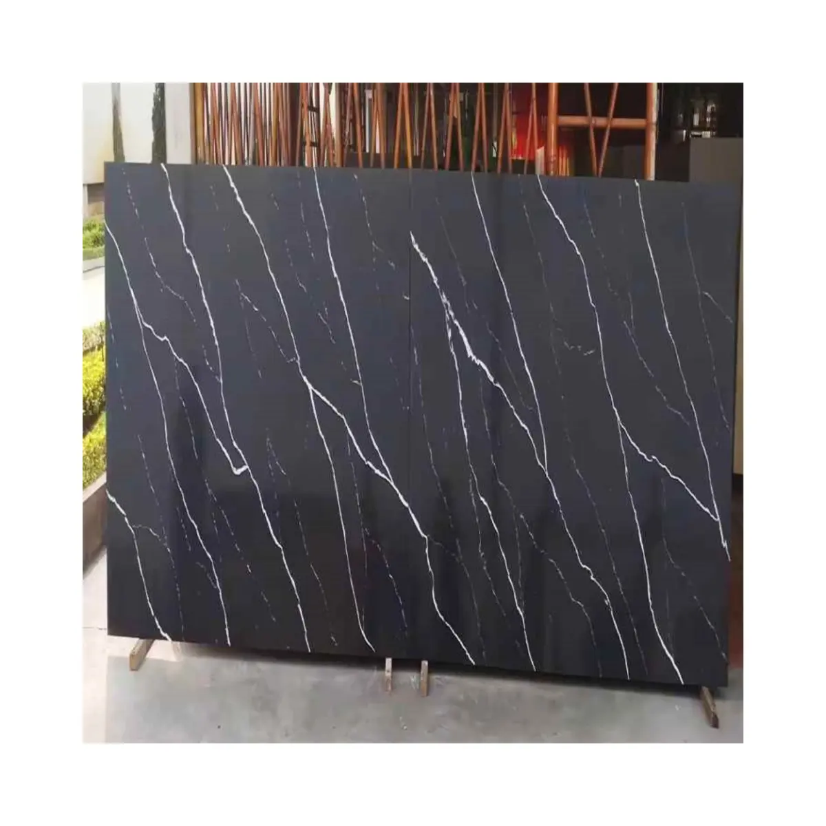 Tablero de mármol de Pvc impermeable de alto brillo, hojas de mármol Uv negras de 3mm para decoración Interior del hogar