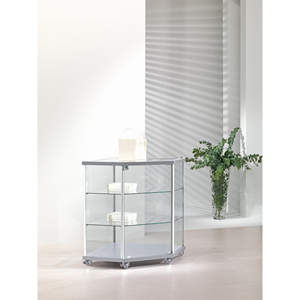 Vitrina Esquinera de Aluminio 73x73x92cm Gris Claro con Vidrio Templado y Estantes Ajustables - Product Image 1