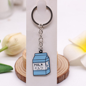 Llavero de Coche de Metal con Cristal, Diseño de Anime y Dibujos Animados, Botella de Cristal con Fruta, Impresión Serigráfica, Venta al Por Mayor - Product Image 2