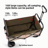 Carrito de Mano Plegable para Exteriores, de Cuatro Ruedas, Impermeable, Portátil, de Metal, para Camping, Picnic, Jardín, Playa, Pesca
