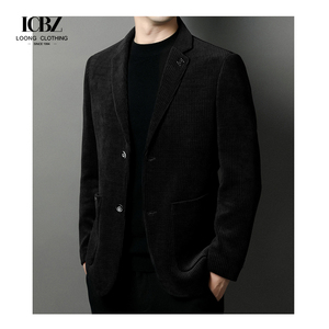 <span class=keywords><strong>Giovane</strong></span> abito singolo di mezza età da <span class=keywords><strong>uomo</strong></span> leggero di lusso Top primavera nuovo stile giacca di velluto dorato Plus Size vestito di velluto a coste - Product Image 5