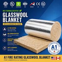 Rouleau de laine de verre ignifuge R15 3,5 pouces ASTM E84 Classe A1 avec feuille d'aluminium brun pour toiture de bâtiment métallique