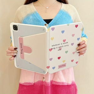 Cœur coloré 360 °   Étui rotatif en acrylique pour tablette, Housse de protection mignonne pour iPad Air 4/5, iPad 8/9/10e génération, iPad Pro 11 pouces 2024 - Product Image 3