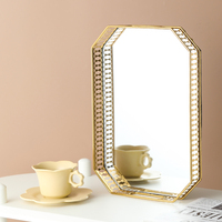 Décoration d'intérieur, plateau miroir en verre doré brillant, style nordique, accessoires de salon, décoration moderne, autres décorations d'intérieur, luxe pour la maison