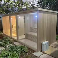 Sauna extérieur de luxe moderne en bois massif, grande taille, pour 4 personnes, avec contrôle informatique, bain à remous pour villa ou appartement
