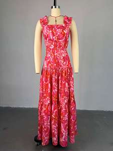 GX9104 Abbigliamento Estivo da Donna alla Moda, Nuovo Set Sexy di 2 Pezzi: <span class=keywords><strong>Top</strong></span> Senza Maniche Stampato e Gonna Lunga a Trapezio - Product Image 2