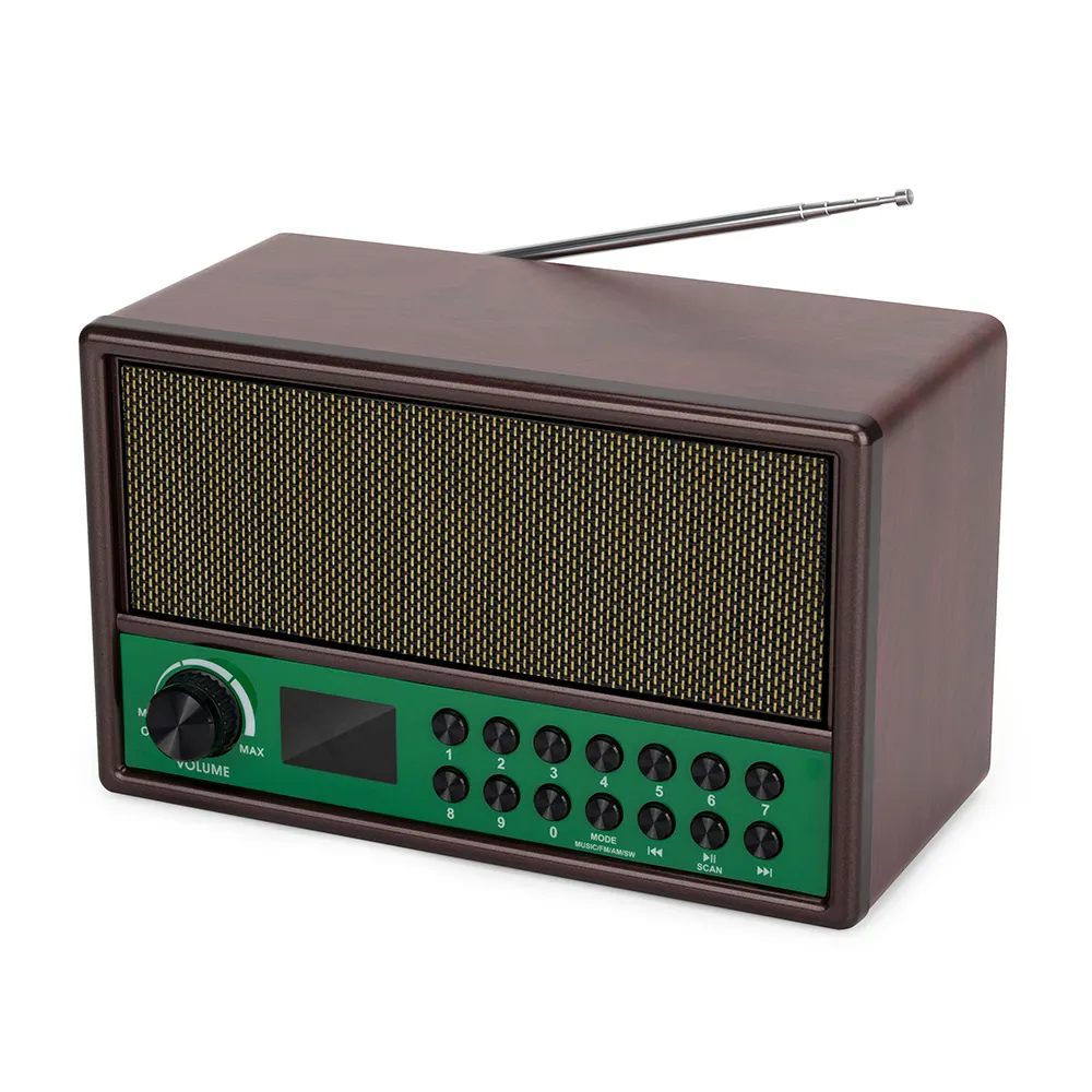 Toptan eski antika tarzı radyo şarj edilebilir kısa dalga retro vintage masaüstü radyo Led ekran