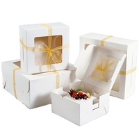 Boîte à gâteau basque élégante avec poignée, en papier kraft, revêtement UV et gaufrage, recyclable, adaptée aux aliments