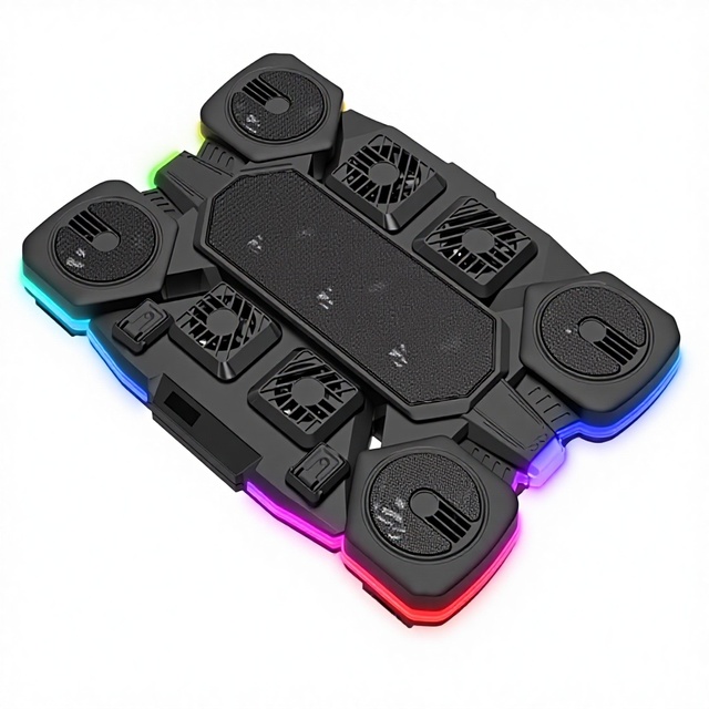 Gaming Laptop Cooling Pad Eight Fans ABS Material All Laptop Sizes Adjustable Height Air-Cooled Laptop Holder