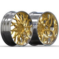 Jantes forgées Mforged 22 24 26 28 30 pouces, à déport profond, avec lèvre chromée et face en maille dorée, concaves personnalisées pour pick-up et SUV, modèles M3
