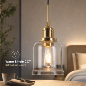 Modern Glass Pendant <b>Light</b> Gold Metal Body Clear Shade E27 Warm Indoor <b>Dining</b> Restaurant Kitchen Island Lighting - Product Image 3