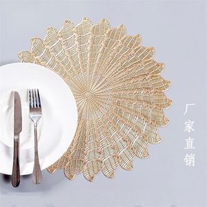 K1406 Placemats Restaurant <b>Round</b> PVC Hollow Meal Pads Anti-hot Dining Table Mats Set PVC <b>Tablemat</b> - Product Image 4