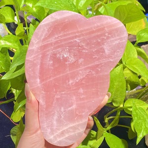 Cuencos de Cristal Natural para Postre, Artesanías de Cristal, Plato de Piedra de <span class=keywords><strong>Cuarzo</strong></span> <span class=keywords><strong>Rosa</strong></span> Natural para Purificación - Product Image 3