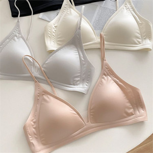 Sang trọng của cô gái áo ngực Mùa Hè Phong cách mỏng lưới khâu tam giác cup ngực nhỏ liền mạch mịn đồ lót điều chỉnh dây đai nhìn Khỏa Thân - Product Image 2