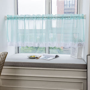 Innermor Customized Blue Lace and Green Half Sheer Short Tulle <strong>Curtains</strong> Perfect Home Decor for Kitchen <strong>Bar</strong>