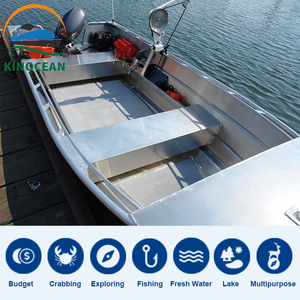 KinOcean-Barco de Pesca de Aluminio de 14 Pies con Motor, Juego Combinado de Barco de Lubina para Surf, Recreación al Aire Libre, Aguas Oceánicas - Product Image 3