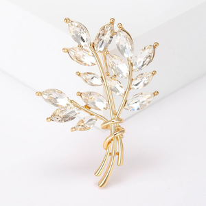 Hot Selling Fashion Enamel Wheat Clothing Decoration Brooch <b>Pin</b> Wholesale Rhinestone Wheat Coat Brooch for Women Accessory - Product Image 3