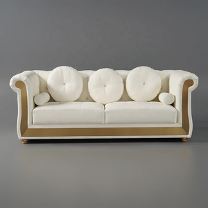 3-Seater Chesterfield <strong>Leather</strong> Tufted Sofa Set White <strong>Arm</strong> <strong>Chair</strong> <strong>Genuine</strong> <strong>Leather</strong> Wooden Legs Kitchen Villa Apartment Living Room