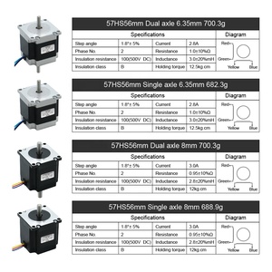 มอเตอร์สเต็ปเปอร์6.35มม. 8มม. 2เฟส Nema23 56มม. 1.2nm 57HS56-3004 ° 1.8 - Product Image 5