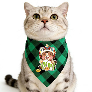 Pet Triangle Bib Checkered Pink Green <b>Red</b> Blue Single Layer For Cats Dogs All Seasons Neck Warmer - Product Image 2