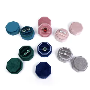 stud oorbellen opslag Suppliers-A2157 Nieuwe Achthoekige Fluwelen Box Organizer Opslag Voorstellen Oorbellen Oor Stud Case Verpakking Sieraden Ring Dozen