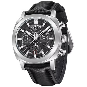 Reloj de Cuarzo Cronógrafo Premium para Hombre, 3 Esferas, 6 Agujas, Resistente al Agua, Esfera Esqueleto, Correa de Cuero, Luminoso, con Calendario - Product Image 4
