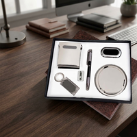 Ensemble d'accessoires de bureau de luxe pour cadres, support pliable pour smartphone, stylo, presse-papiers, sous-verres, porte-clés en métal Olivia