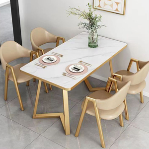 Ensemble <span class=keywords><strong>table</strong></span> <span class=keywords><strong>à</strong></span> <span class=keywords><strong>manger</strong></span> rectangulaire et <span class=keywords><strong>table</strong></span> basse de style nordique de luxe pour <span class=keywords><strong>petit</strong></span> appartement, salon, mobilier minimaliste pour la maison - Product Image 3
