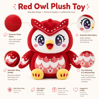 Peluche de Búho Personalizado OEM, Juguete de Peluche de Personaje, Bonito Pájaro Rojo, Animal de Peluche Personalizado, Muñeco de Peluche Suave