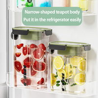 Bouteille d'eau froide en plastique transparent de grande capacité avec couvercle scellé pour le stockage et le conteneur d'aliments pour boissons glacées aux fruits faites maison