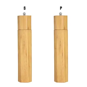 High quality salt and pepper grinder set wholesale bamboo 2 in 1 salt and pepper mill