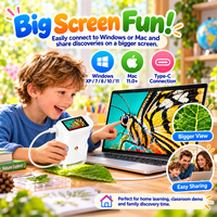 Mikroskop Digital genggam anak-anak, kamera Digital genggam perbesaran Manual 382, saku Video mainan pendidikan Mini