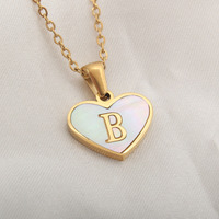 Alfabeto letra inicial corazón colgante collar 2024 oro Acero inoxidable Shell personalizado alfabeto palabra niños collar