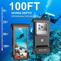 Funda ShellBox 100FT/30M con Diseño de Animales, Funda Impermeable para Teléfono con Cordón para Buceo, Funda Subacuática con Pantalla Táctil Completa