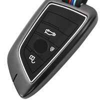 Étui de protection pour clé de voiture en alliage de zinc et silicone avec porte-clés pour BMW Benz Toyota Honda Audi Volkswagen Hyundai KIA Ford Nissan