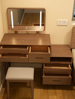 Table de toilette minimaliste en bois avec miroir, fabricant de tables de maquillage sur mesure
