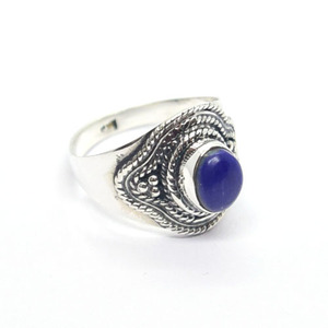 Anillo de Piedra Azul Lapislázuli Natural Vintage, Diseño de Anillo de Eternidad Vermeil, Anillos de Moda Modernos - Product Image 1