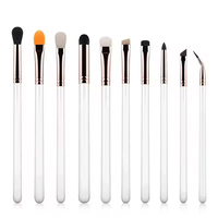 Ensemble de 10 pinceaux de maquillage pour les yeux, poils de chèvre, manche en bois, tube en cuivre, avec crayon à sourcils, logo personnalisé