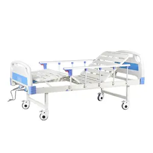 Factory Price Wholesale Double Crank Design 2 Function Hospital Nursing Manual Patient Bed with Mattress