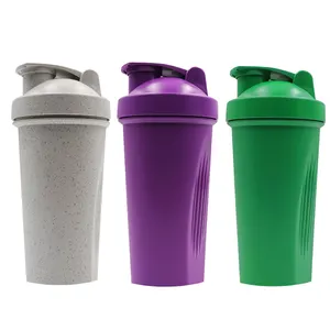 Custom Logo Blank Gym Protein Shakes And Powder Supplements Plastic Eco-Friendly Wheat Straw Shaker Bottle