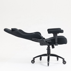 180 inclinaison verrouillage bascule course Style chaise de bureau ajouter repose-pieds gratuit tissu noir Silicone roue jeu chaise d'ordinateur - Product Image 6