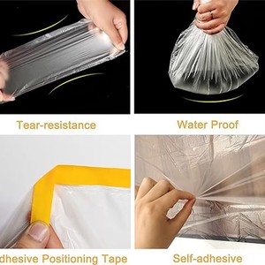 Fabricante de Película de Enmascaramiento Preencintada OEM, Película Protectora de Pintura de HDPE con Adhesión Estática para Retoque Automotriz y Pintura Profesional - Product Image 2