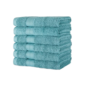 For Basics 100% Organic Cotton <b>Bath</b> <b>Towel</b> <b>Set</b> 41x66 cm Hand <b>Towels</b> Teal 500-699 GSM Solid Pack of 6 - Product Image 1