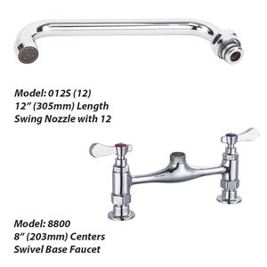 8800 Robinet de table de travail monté sur le pont central de 8 "Robinet <span class=keywords><strong>mitigeur</strong></span> d'évier de cuisine de salle de bain commerciale avec <span class=keywords><strong>bec</strong></span> de 12" - Product Image 3