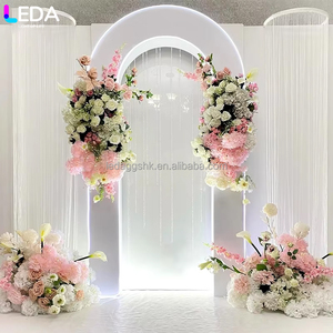 ฉากหลังงานแต่งงาน LEDA แบบโค้ง โมเดิร์น เรียบง่าย ไฟ LED สีขาว ประดับดอกไม้แขวนอะคริลิค - Product Image 1