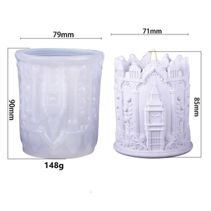 Cilindro exquisito británico <span class=keywords><strong>Elizabeth</strong></span> <span class=keywords><strong>Tower</strong></span> y Big Ben gráfico DIY silicona cemento resina yeso flor tarro maceta florero molde - Product Image 2